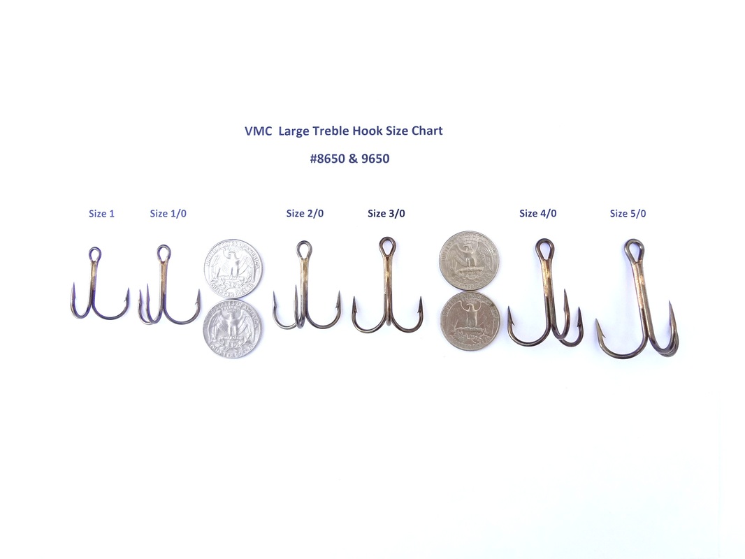 Treble Hook Actual Size Chart